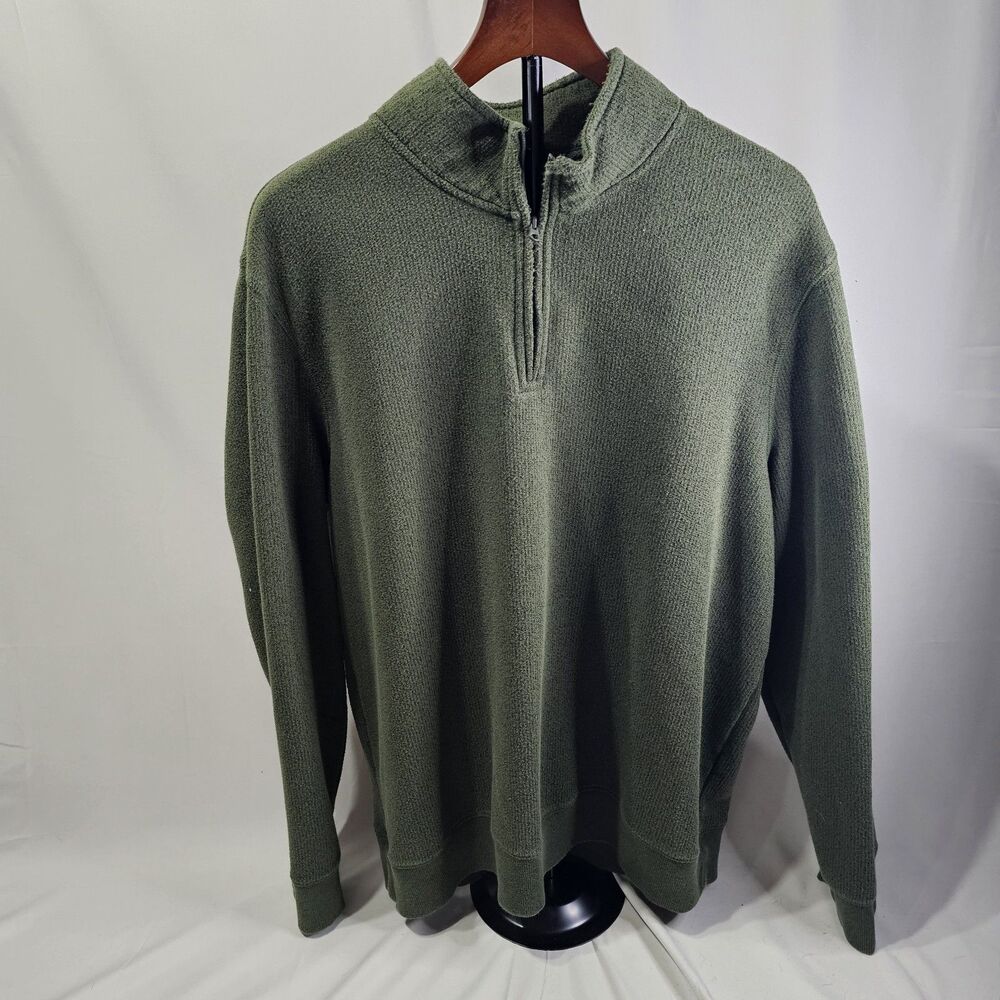 Sonoma Sweater Men 2XL  Green Long Sleeve 1/4 Zip Mock Neck Knit Preppy